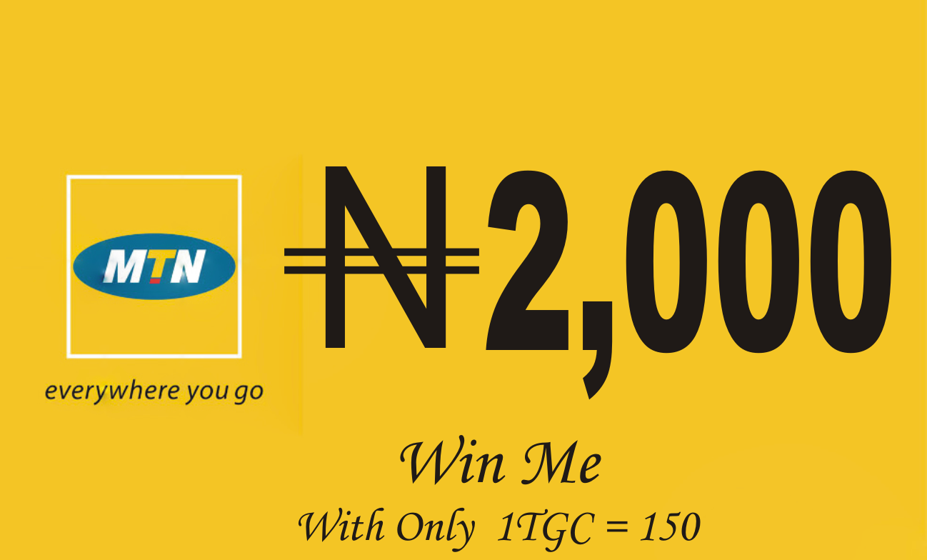WIN MTN RECHARGE CARD OF 2000 NAIRA WITH ONLY 2TGC WHICH IS N60